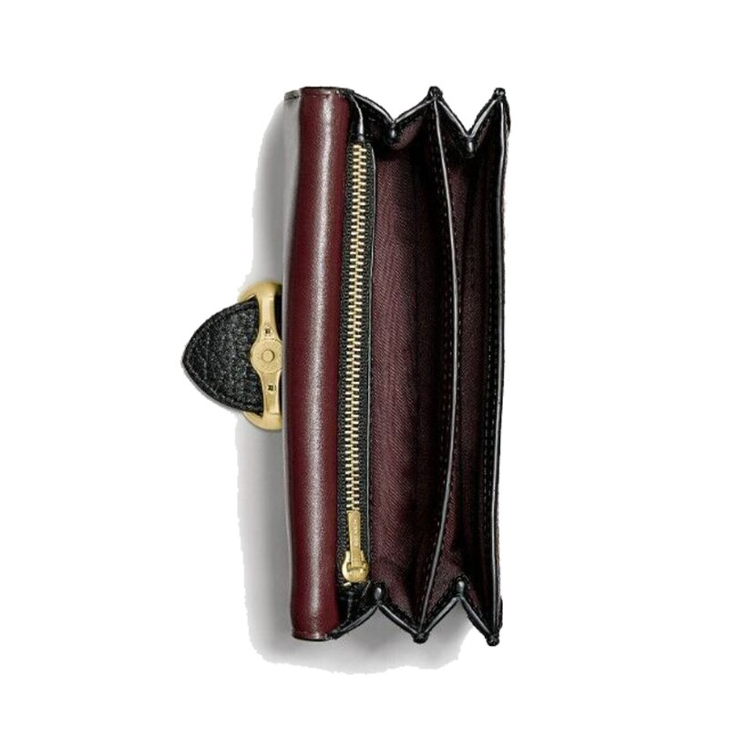 【COACH】馬車LOGO拼色皮革腰包-酒紅色-3