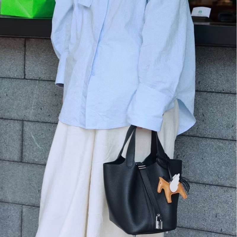 Hermes Picotin 18黑銀菜籃子-0