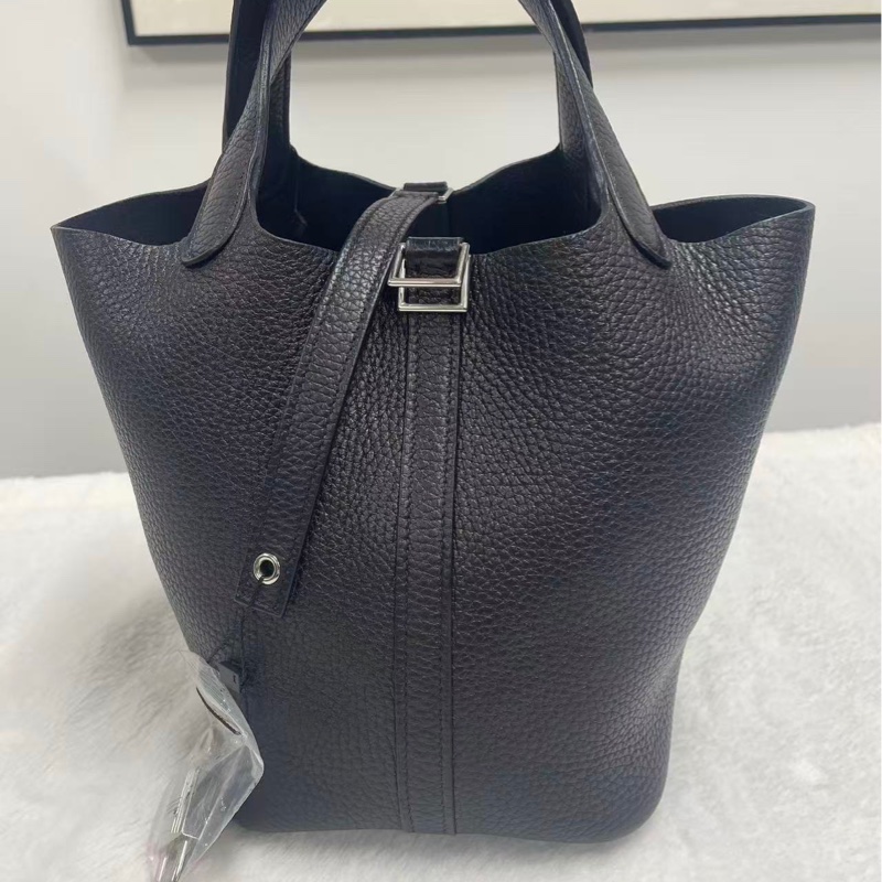 Hermes Picotin 18黑銀菜籃子-1