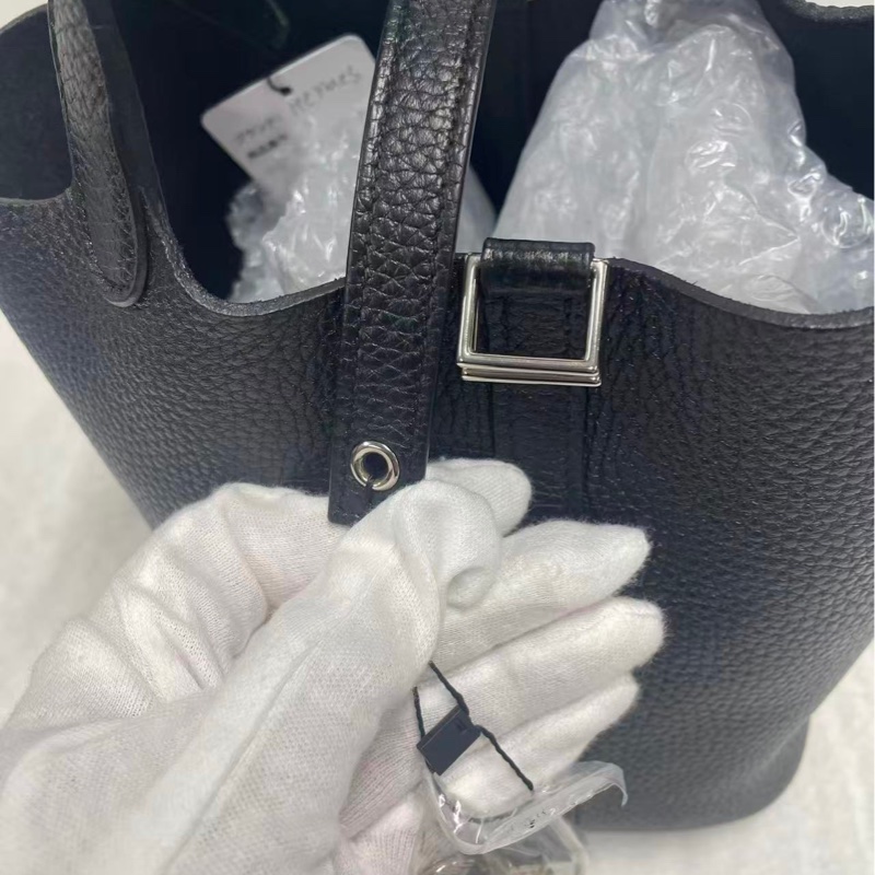 Hermes Picotin 18黑銀菜籃子-7