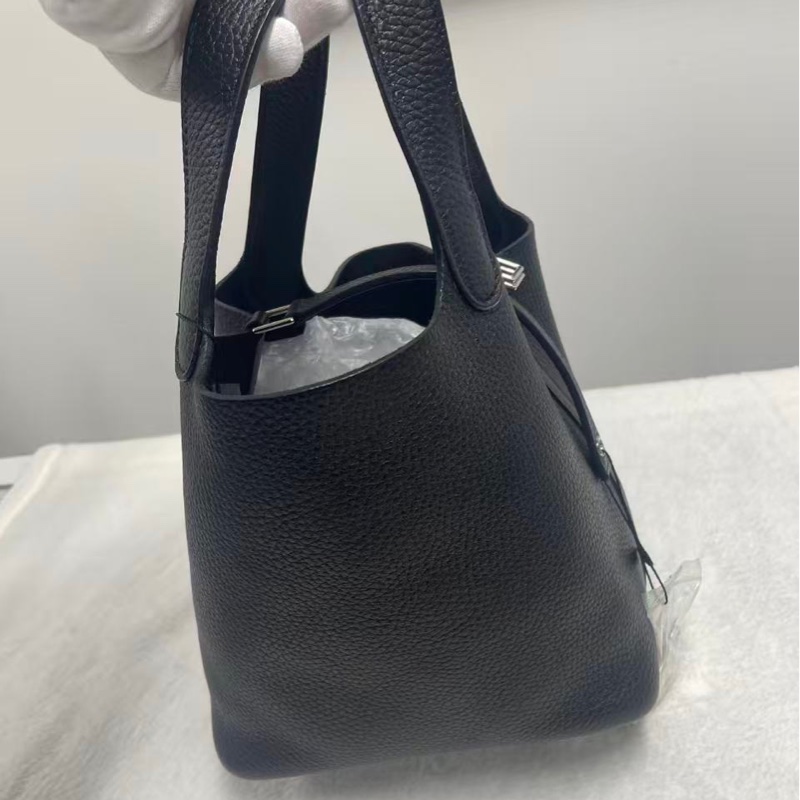 Hermes Picotin 18黑銀菜籃子-8