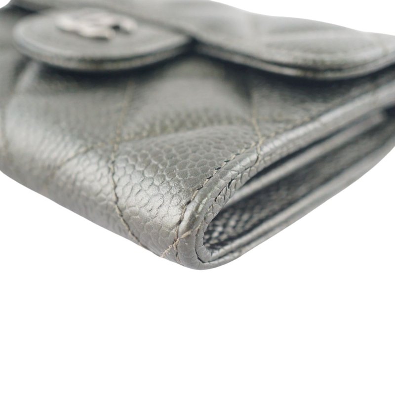 香奈兒 CHANEL 超稀有金屬墨綠色荔枝牛皮卡包 短夾 皮夾-8