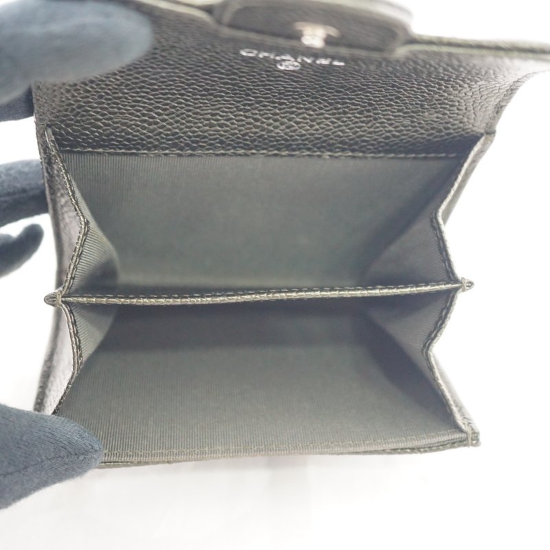 香奈兒 CHANEL 超稀有金屬墨綠色荔枝牛皮卡包 短夾 皮夾-12