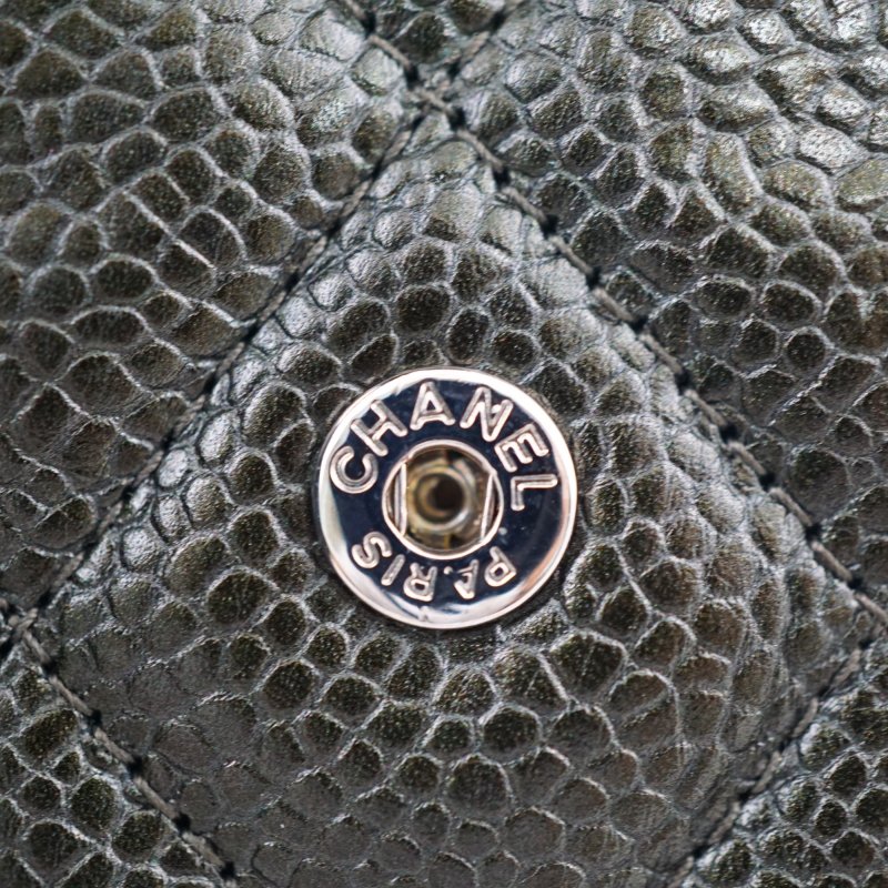 香奈兒 CHANEL 超稀有金屬墨綠色荔枝牛皮卡包 短夾 皮夾-14