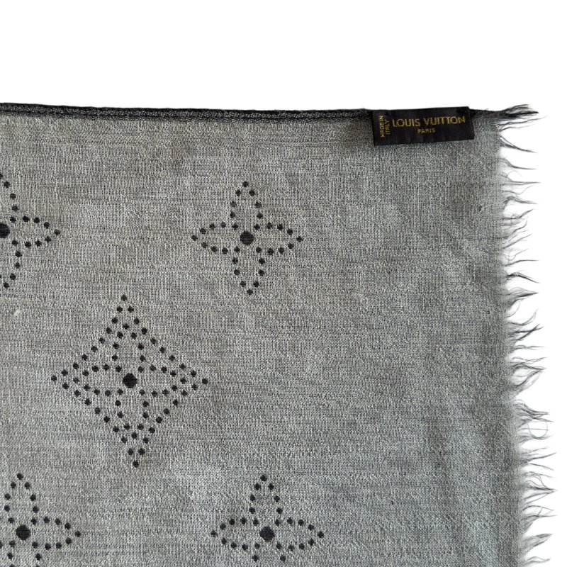 LOUIS VUITTON 老花 羊絨 圍巾 披肩-10