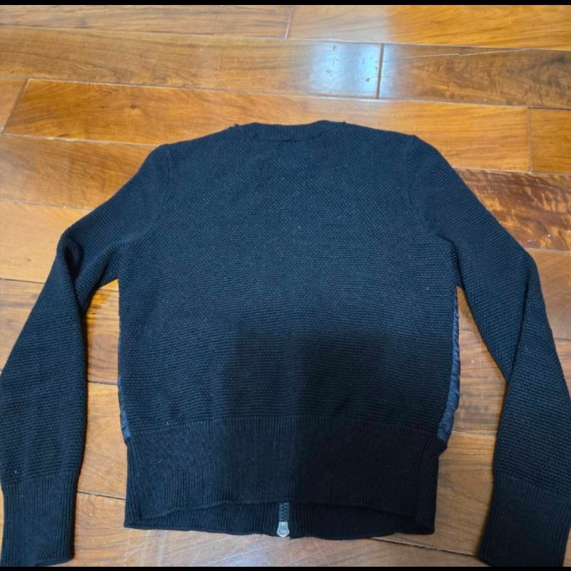 Moncler Cardigan經典款黑色拼接針織羽絨外套-12