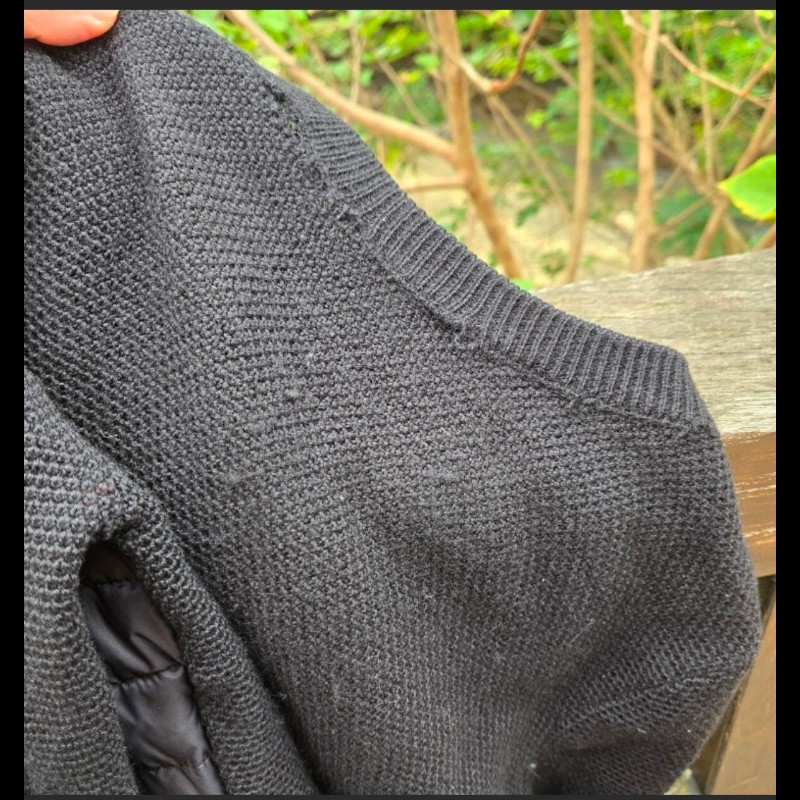 Moncler Cardigan經典款黑色拼接針織羽絨外套-20