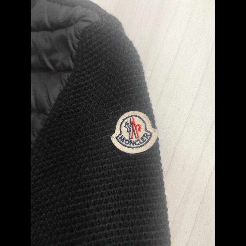 Moncler Cardigan經典款黑色拼接針織羽絨外套-17