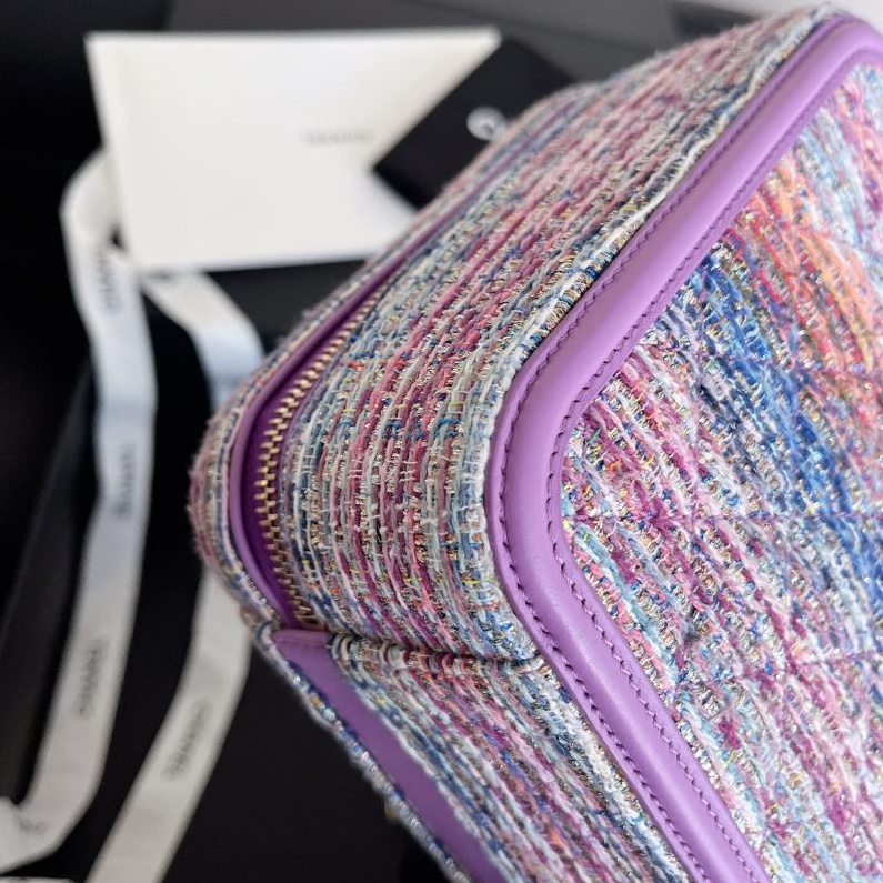 【近新閒置品】chanel 香奈兒香芋紫中號編織毛呢29開相機包手提肩背斜挎包鏈條包-11