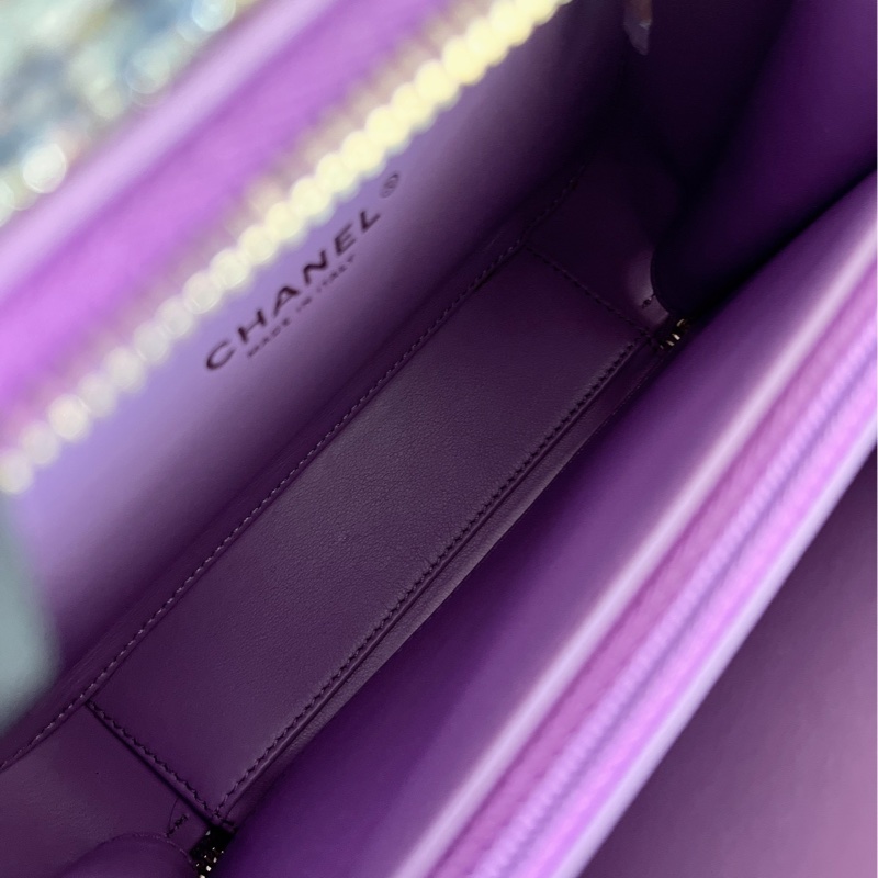 【近新閒置品】chanel 香奈兒香芋紫中號編織毛呢29開相機包手提肩背斜挎包鏈條包-15