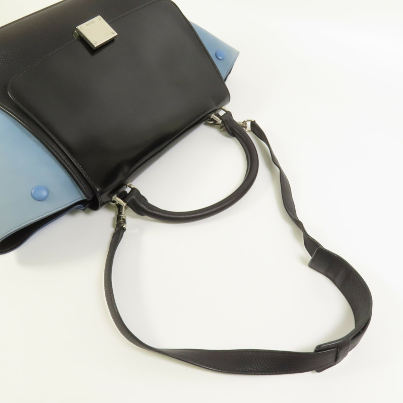 CELINE 牛皮皮革Trapeze銀扣手挽肩背兩用袋-4