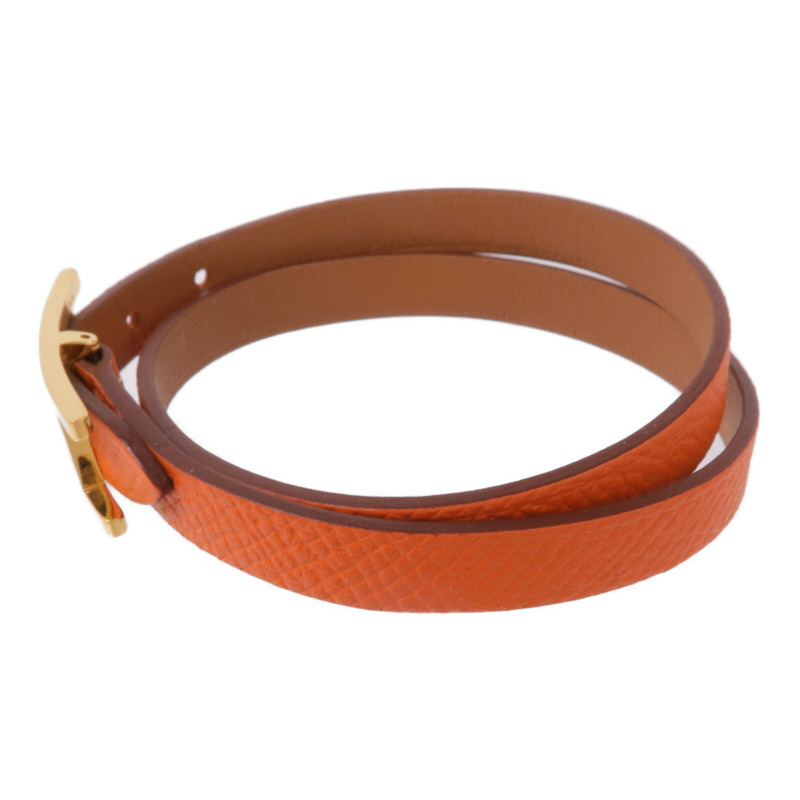 HERMES Epsom/Swift皮革Behapi Double Tour Bracelet金扣手帶-1