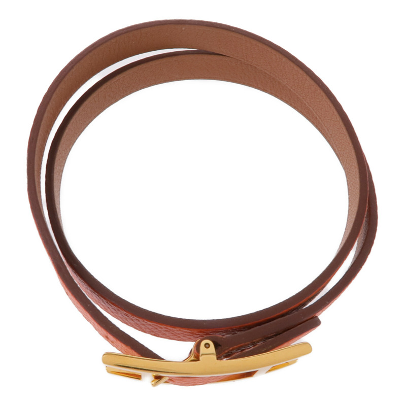 HERMES Epsom/Swift皮革Behapi Double Tour Bracelet金扣手帶-3