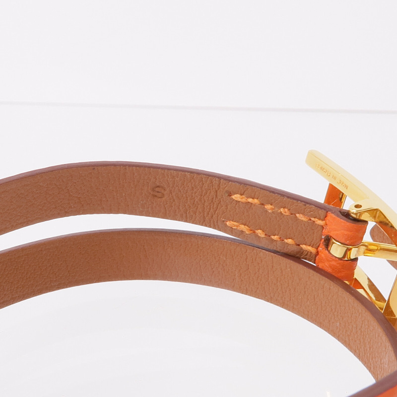 HERMES Epsom/Swift皮革Behapi Double Tour Bracelet金扣手帶-6