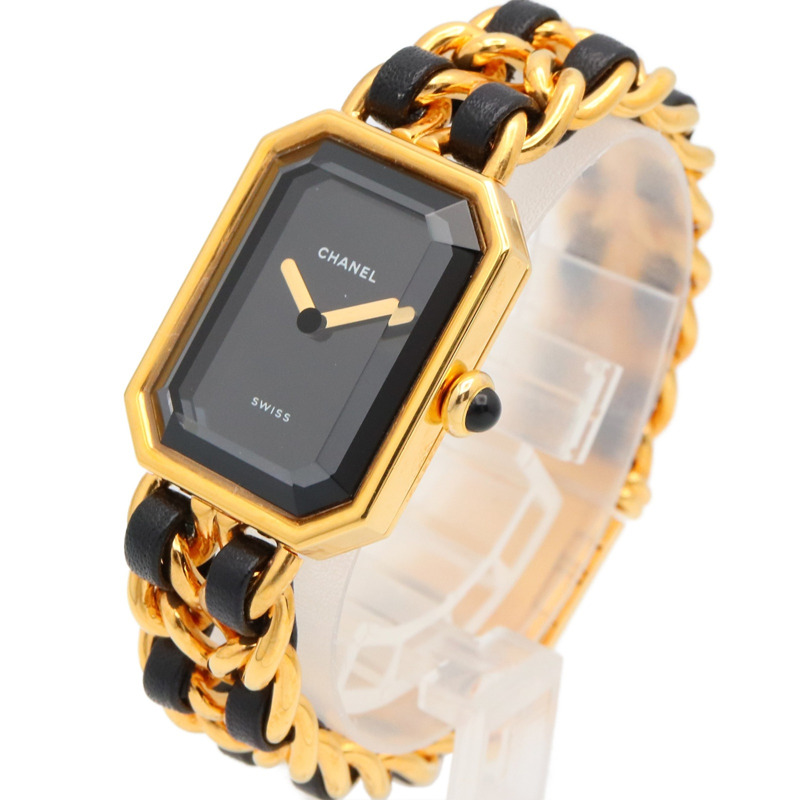 香奈兒 Premiere S 女士腕錶，鍍金，皮革錶帶，黑色，H0001-1