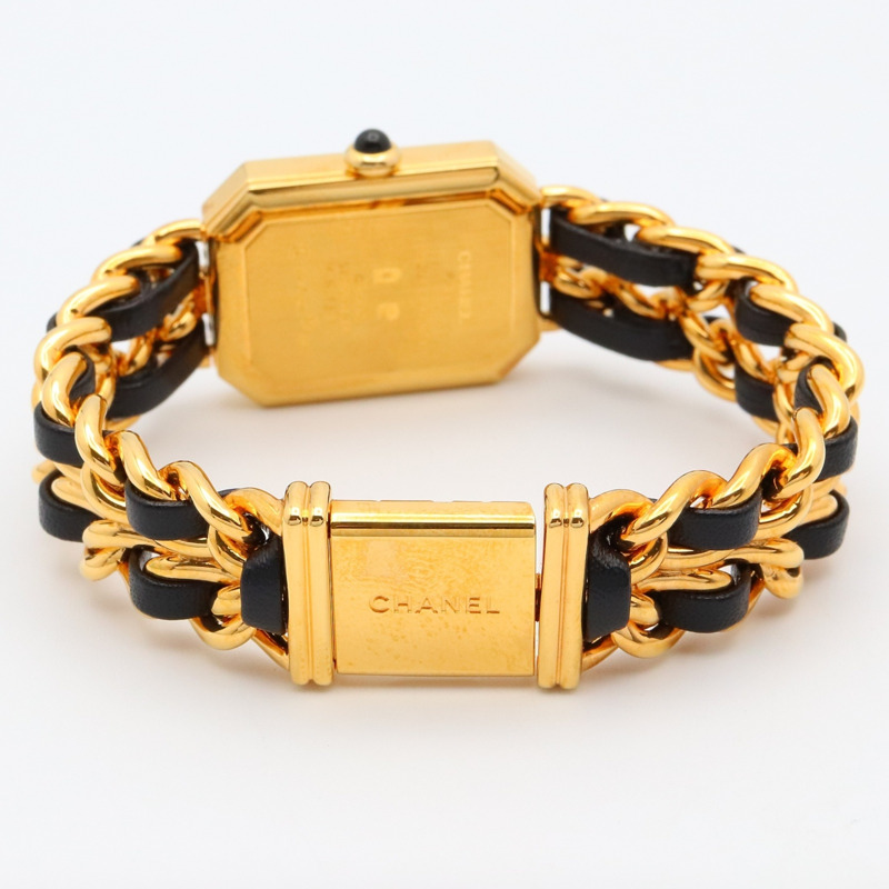 香奈兒 Premiere S 女士腕錶，鍍金，皮革錶帶，黑色，H0001-3