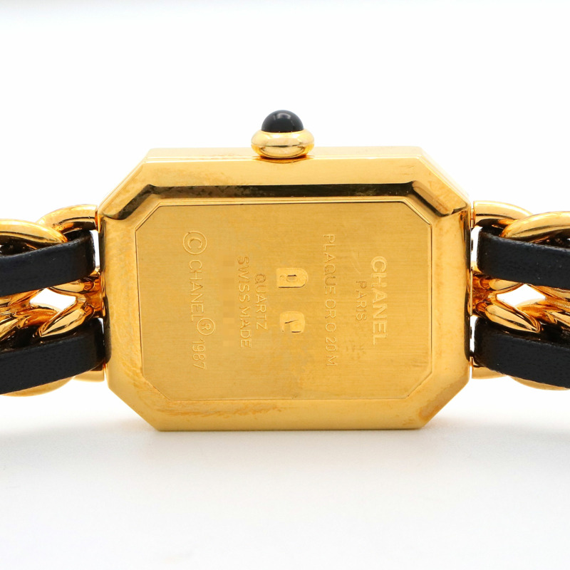 香奈兒 Premiere S 女士腕錶，鍍金，皮革錶帶，黑色，H0001-4