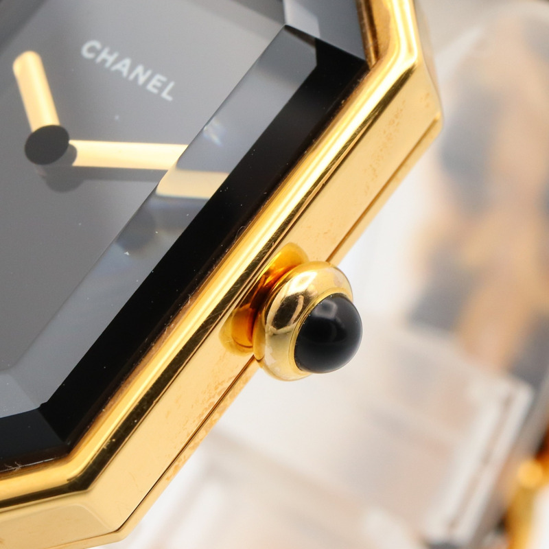 香奈兒 Premiere S 女士腕錶，鍍金，皮革錶帶，黑色，H0001-5