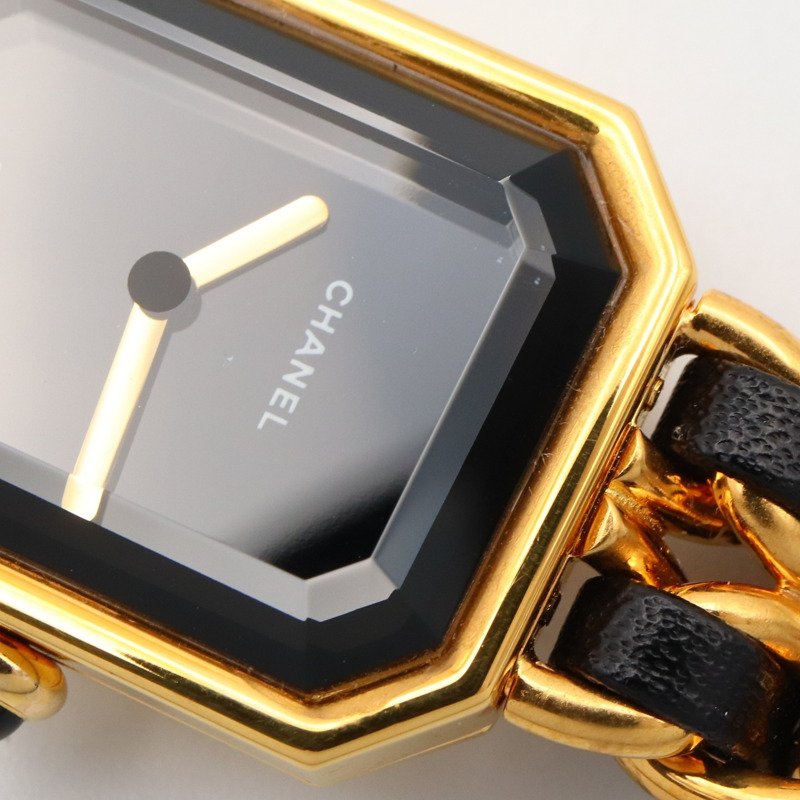 香奈兒 Premiere S 女士腕錶，鍍金，皮革錶帶，黑色，H0001-9