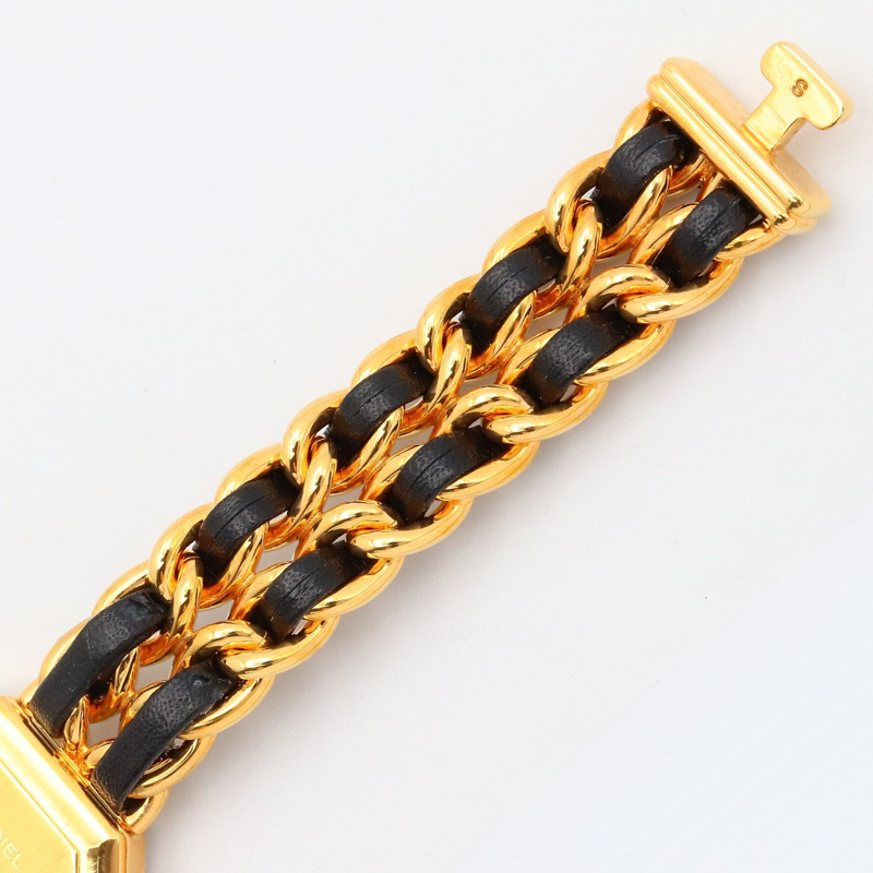 香奈兒 Premiere S 女士腕錶，鍍金，皮革錶帶，黑色，H0001-12