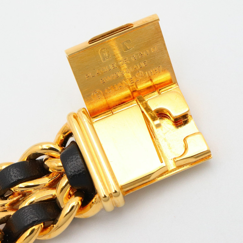 香奈兒 Premiere S 女士腕錶，鍍金，皮革錶帶，黑色，H0001-13