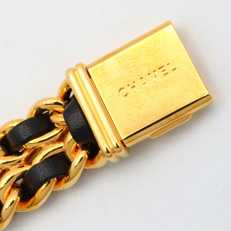 香奈兒 Premiere S 女士腕錶，鍍金，皮革錶帶，黑色，H0001-14