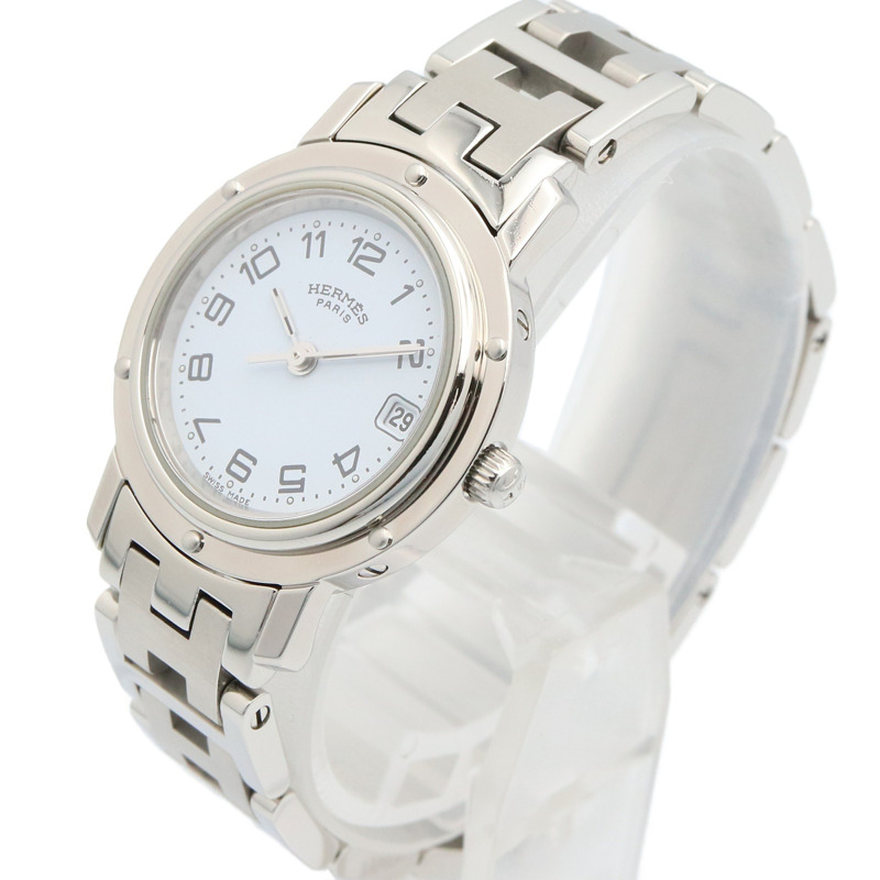 愛馬仕 Clipper 系列腕錶，不鏽鋼材質，女士款，白色，CL4.210-1