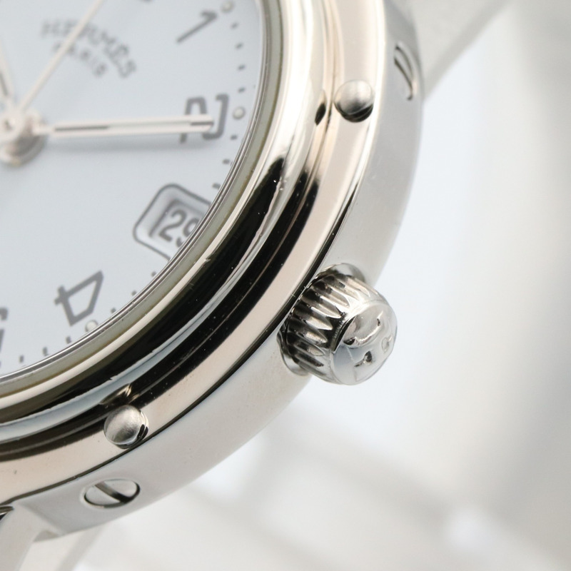 愛馬仕 Clipper 系列腕錶，不鏽鋼材質，女士款，白色，CL4.210-4