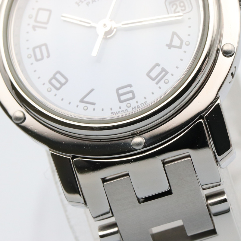 愛馬仕 Clipper 系列腕錶，不鏽鋼材質，女士款，白色，CL4.210-9