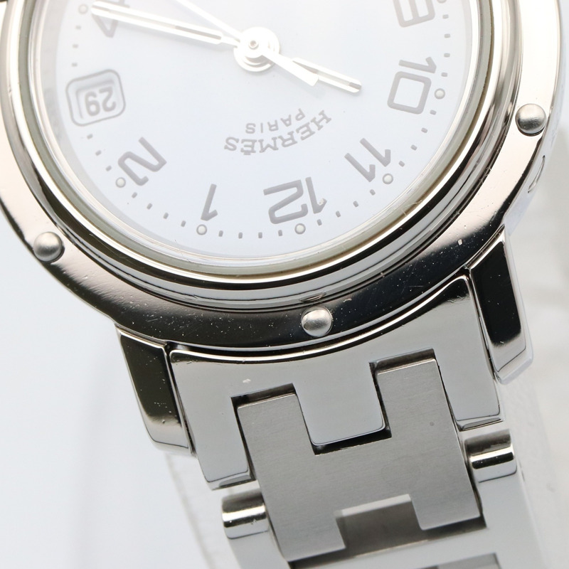 愛馬仕 Clipper 系列腕錶，不鏽鋼材質，女士款，白色，CL4.210-10