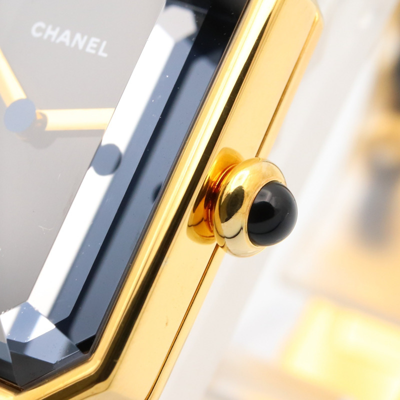 香奈兒 Premiere L 腕錶，鍍金，皮革錶帶，女士，黑色，H0001-6