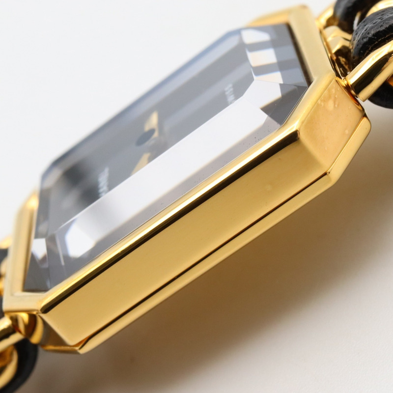 香奈兒 Premiere L 腕錶，鍍金，皮革錶帶，女士，黑色，H0001-10