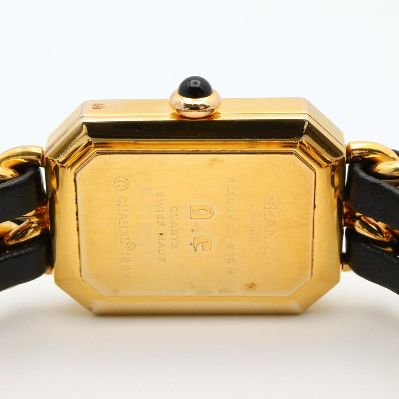 香奈兒 Premiere M 系列腕錶，鍍金，皮革錶帶，女士款，黑色，H0001-4