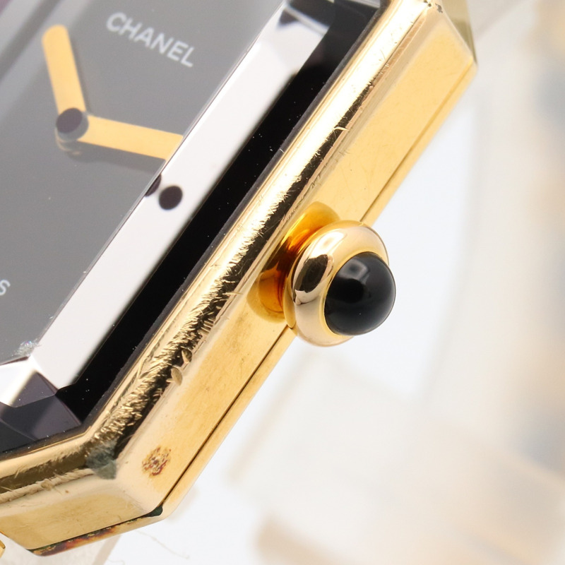 香奈兒 Premiere M 系列腕錶，鍍金，皮革錶帶，女士款，黑色，H0001-5