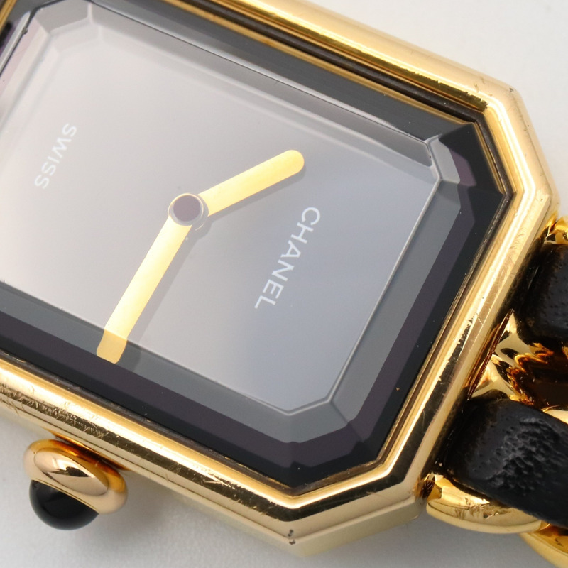 香奈兒 Premiere M 系列腕錶，鍍金，皮革錶帶，女士款，黑色，H0001-11