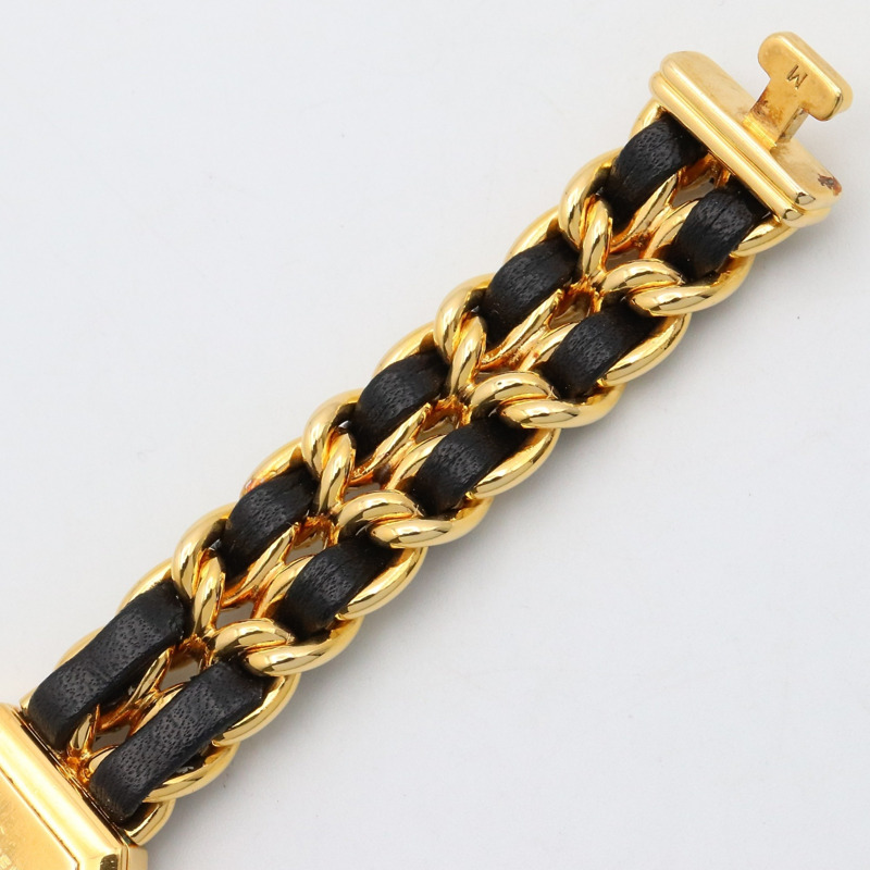 香奈兒 Premiere M 系列腕錶，鍍金，皮革錶帶，女士款，黑色，H0001-13