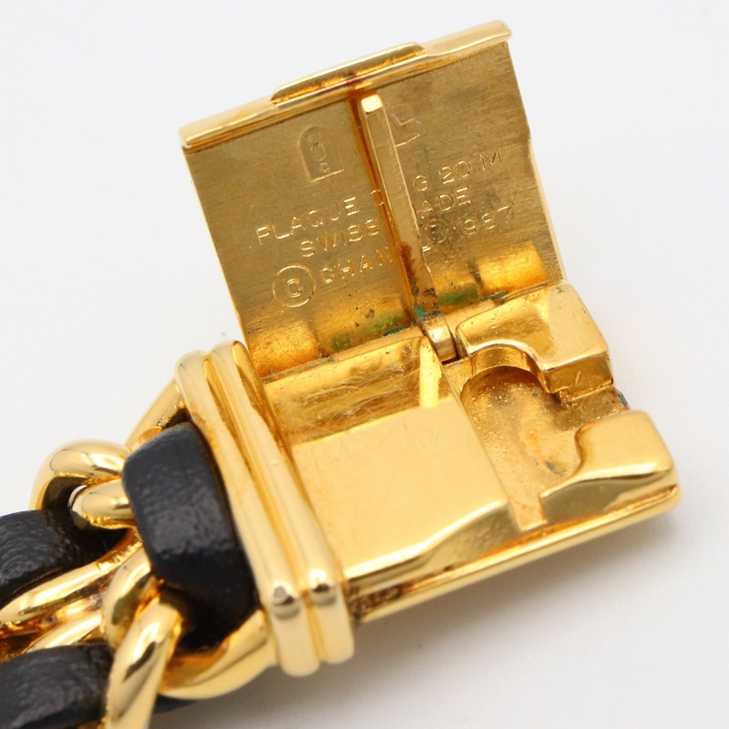 香奈兒 Premiere M 系列腕錶，鍍金，皮革錶帶，女士款，黑色，H0001-14