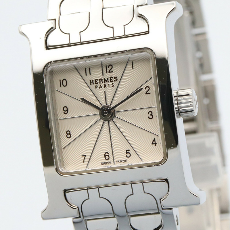 愛馬仕H系列腕錶，不鏽鋼材質，女士款，銀色，型號HH1.110-2