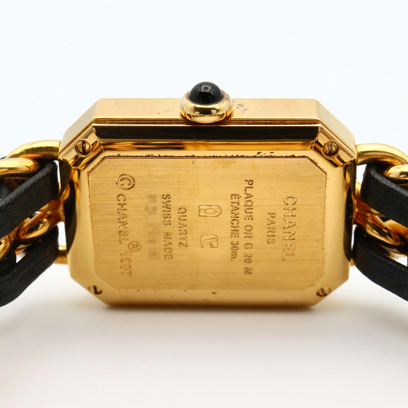 香奈兒 Premiere M 系列腕錶，鍍金，皮革錶帶，女士款，黑色，H0001-3