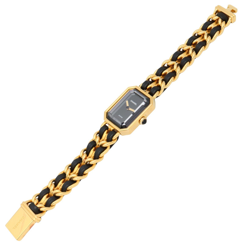 香奈兒 Premiere M 系列腕錶，鍍金，皮革錶帶，女士款，黑色，H0001-4