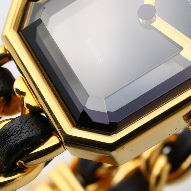 香奈兒 Premiere M 系列腕錶，鍍金，皮革錶帶，女士款，黑色，H0001-7