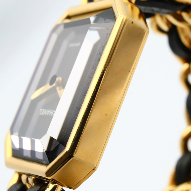 香奈兒 Premiere M 系列腕錶，鍍金，皮革錶帶，女士款，黑色，H0001-8