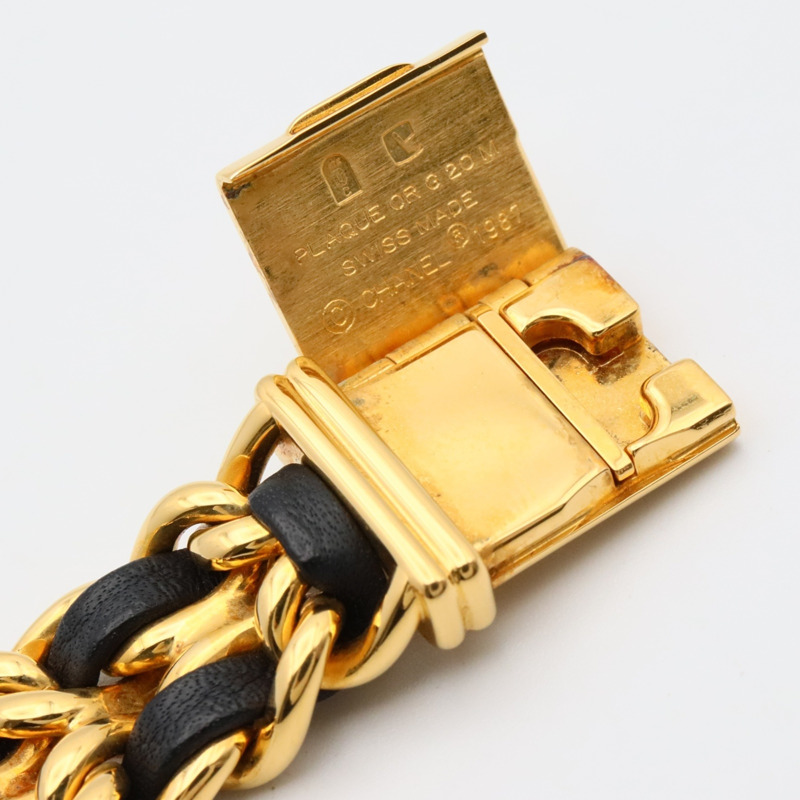 香奈兒 Premiere M 系列腕錶，鍍金，皮革錶帶，女士款，黑色，H0001-11