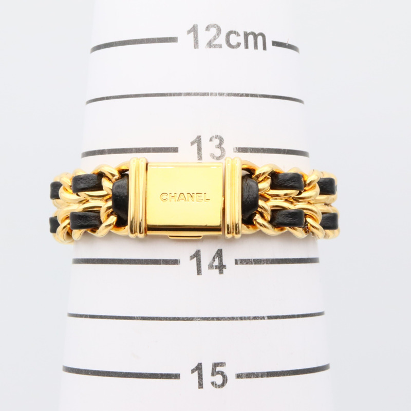 香奈兒 Premiere S 女士腕錶，鍍金，皮革錶帶，黑色，H0001-6