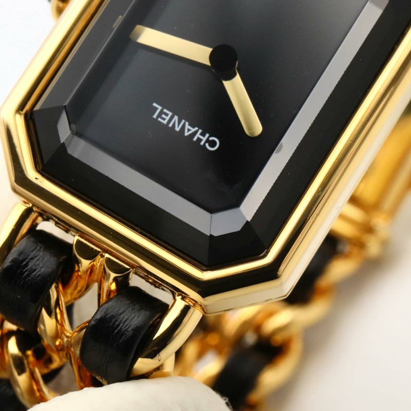 香奈兒 Premiere S 女士腕錶，鍍金，皮革錶帶，黑色，H0001-8