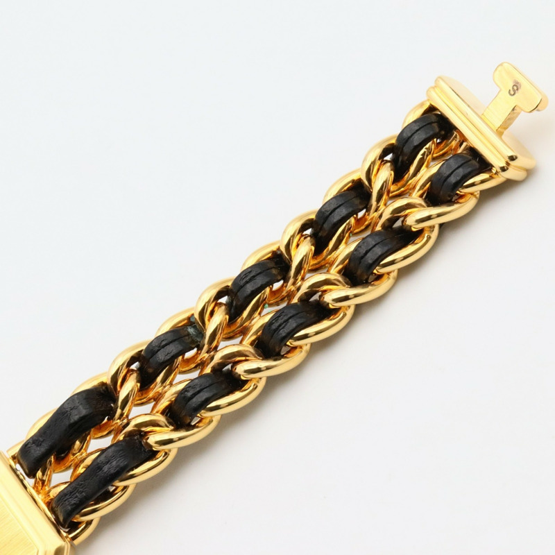 香奈兒 Premiere S 女士腕錶，鍍金，皮革錶帶，黑色，H0001-10