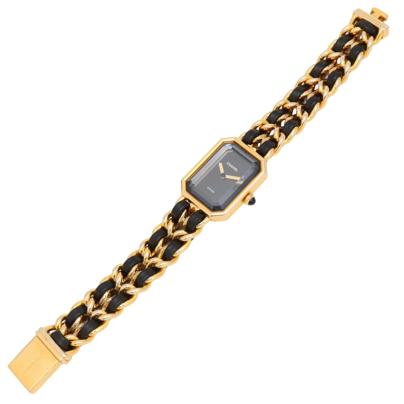 香奈兒 Premiere M 系列腕錶，鍍金，皮革錶帶，女士款，黑色，H0001-2