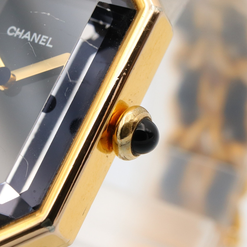 香奈兒 Premiere M 系列腕錶，鍍金，皮革錶帶，女士款，黑色，H0001-5