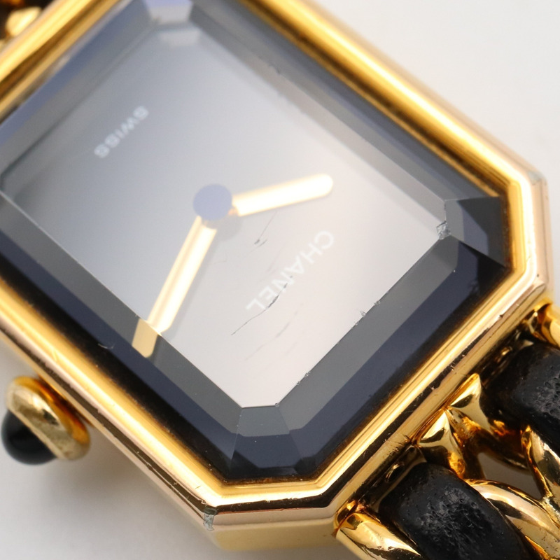 香奈兒 Premiere M 系列腕錶，鍍金，皮革錶帶，女士款，黑色，H0001-9