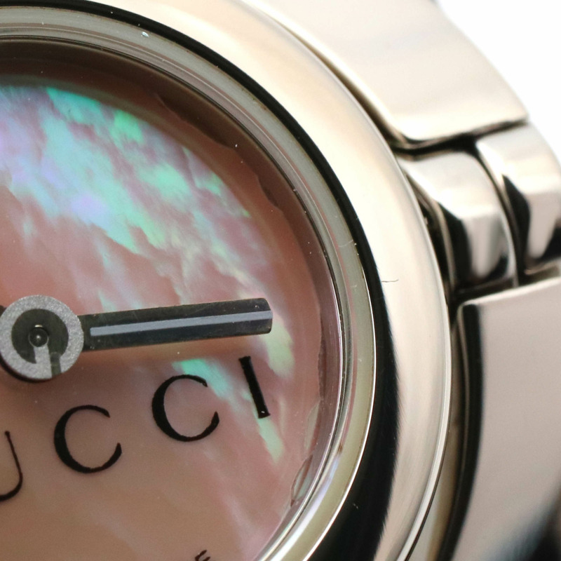 Gucci Twirl Heart 手鐲腕錶，不鏽鋼材質，女士款，粉紅色，粉紅色錶殼，112-7